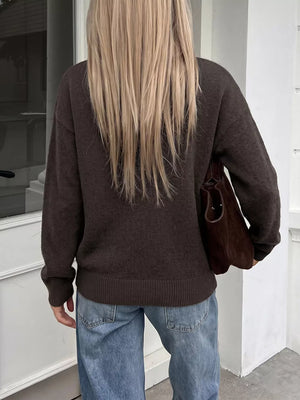 Crew Neck Button-up Cardigan option 5