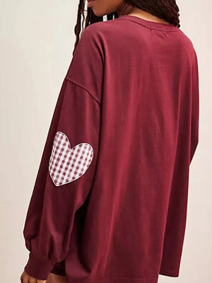 Heart Patch Long Sleeve Sweatshirt in Green