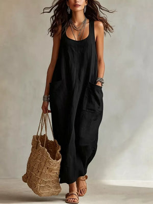 coastal maxi dress in Pink with scoop neck