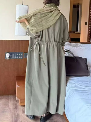sage green oversized trench coat with collared