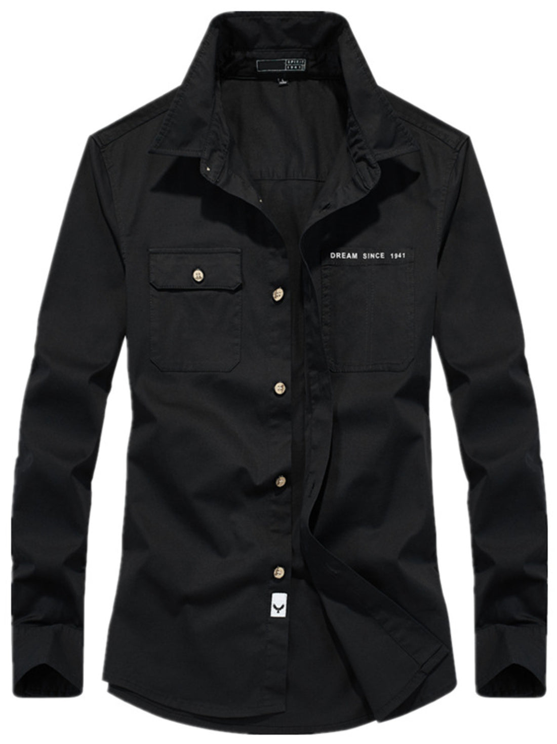 95%cotton,5%spandex Care instructions: Machine wash cold button-up shirt in Black with regular silhouette