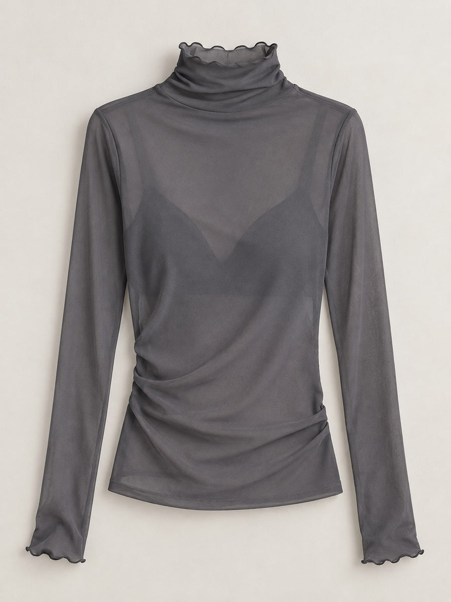 charcoal t-shirt with mesh and long sleeve