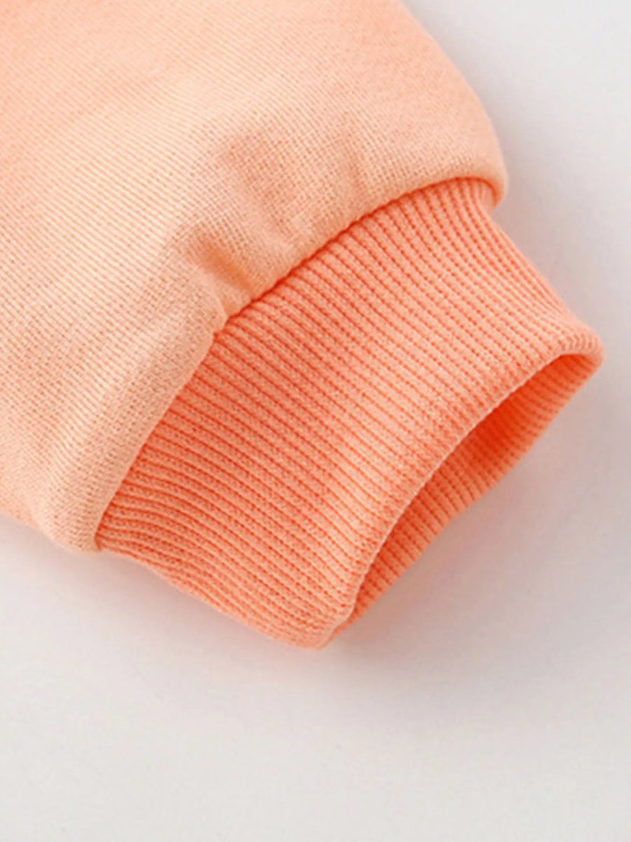 Tangerine cotton blend kids sweatshirt cuff detail