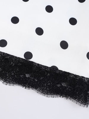 midi skirt in White with polka dot and lace
