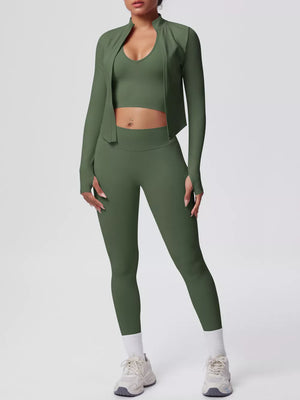 Tank Zip-up Jacket And Leggings Active Set in Rust with zipper