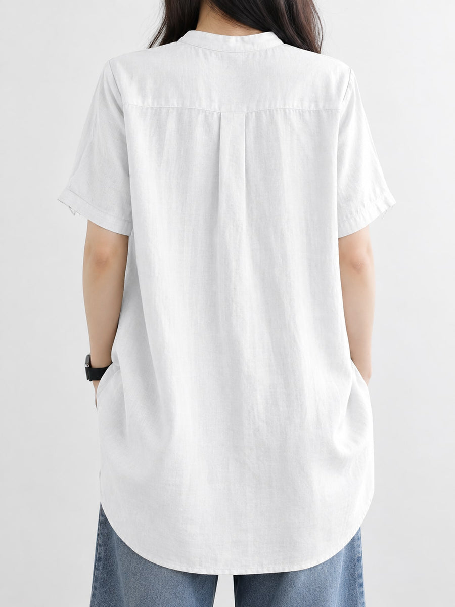 blouse in olive green with collared and short sleeve