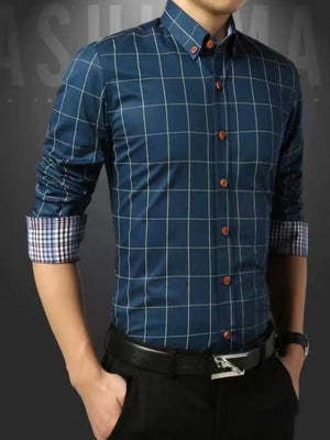 Men's Plus Size Classic Plaid Button-down Shirt, view 13