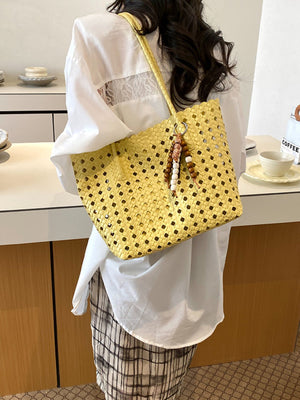handbag featuring geometric in Pink with PU Leather Imported Size &amp texture