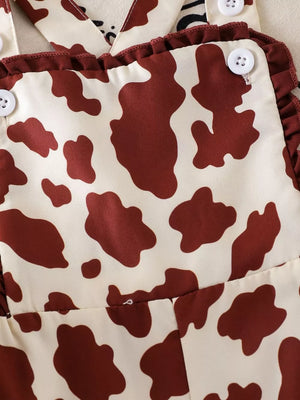 Children's Cow Print Ruffle Jumpsuit option 10