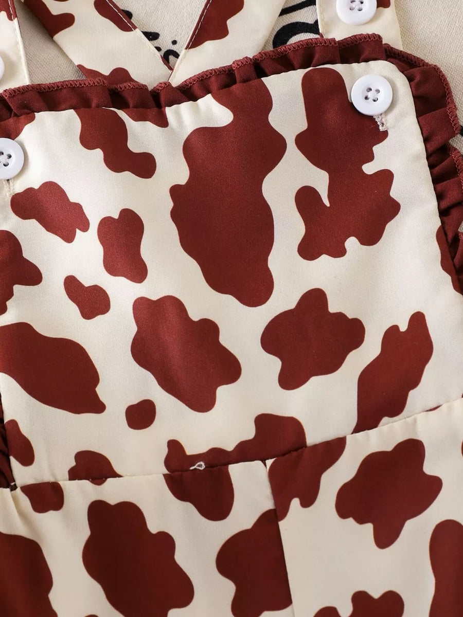 Children's Cow Print Ruffle Jumpsuit option 10