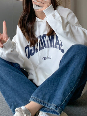 Red pullover hoodie with pullover and graphic-print