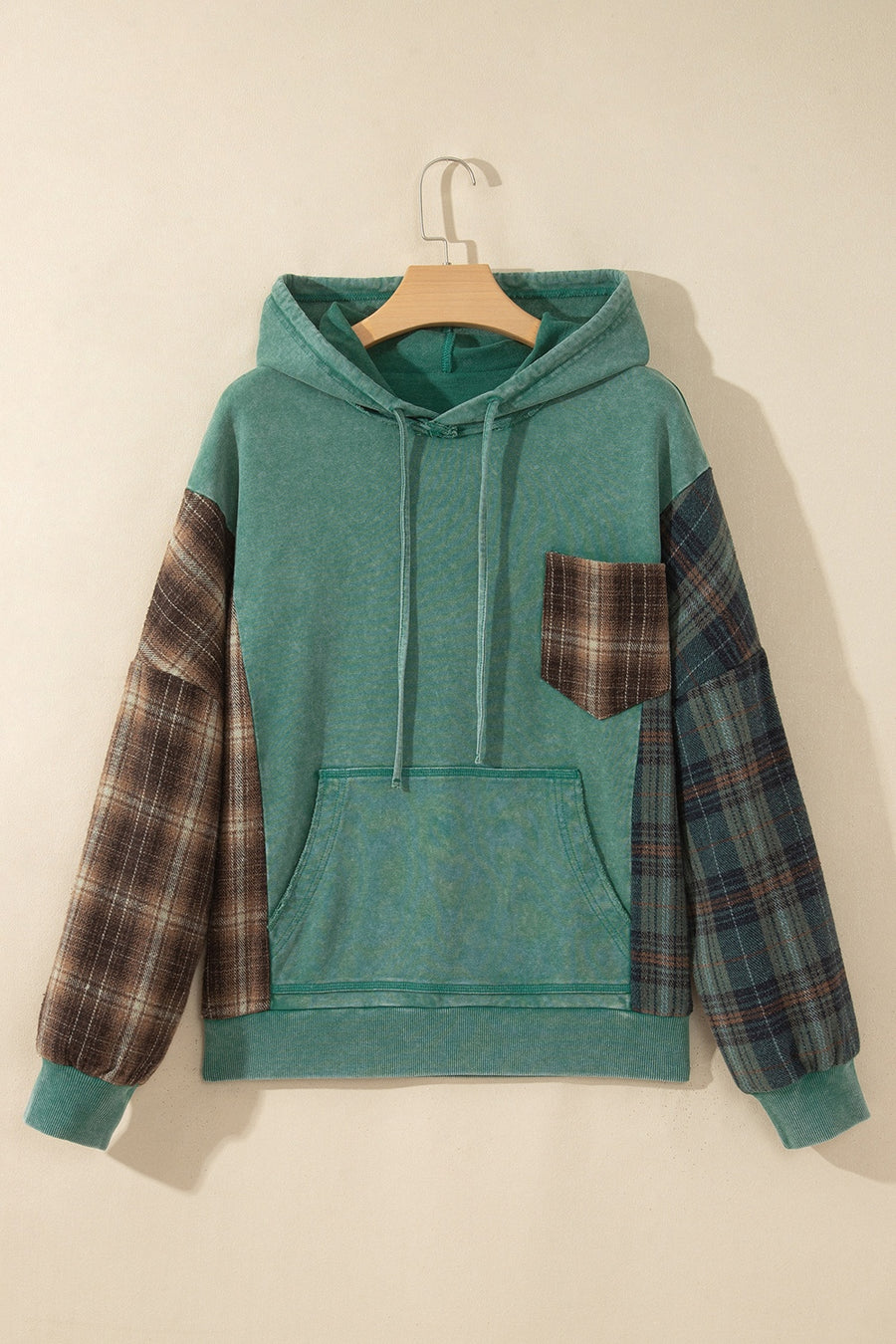 100% cotton Care instructions: Machine wash cold pullover hoodie in Sage with relaxed silhouette