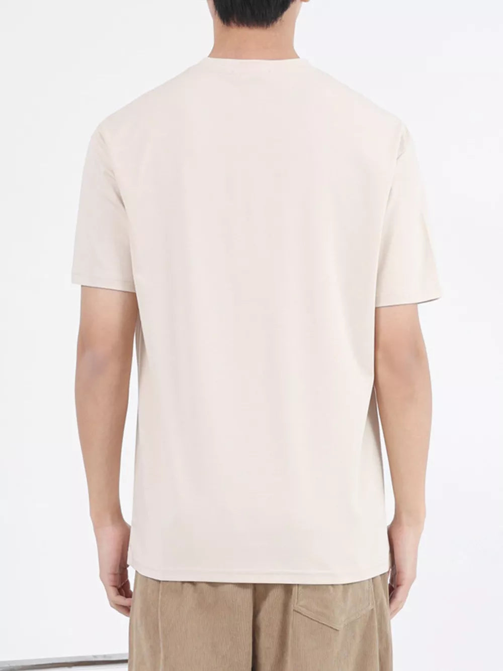 Men's apricot cotton crew neck t-shirt, short sleeves, breathable activewear top.