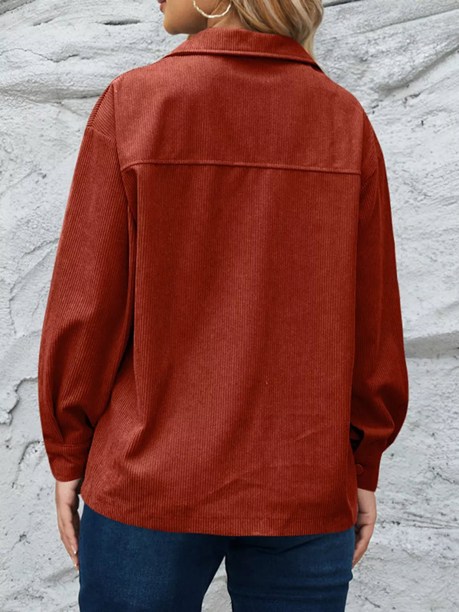 Corduroy Button-down Shirt With Chest Pockets in Moss
