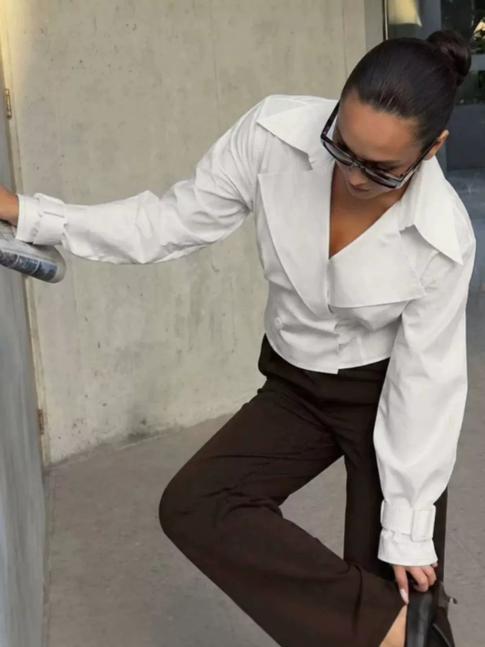 modern blazer in White with notch lapel