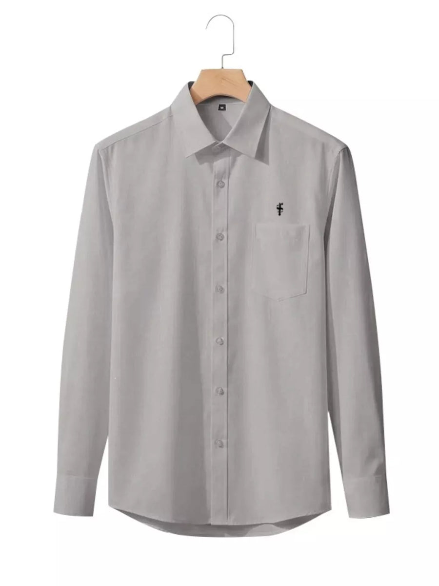 Men's Slim Fit Button Up Shirt Plus Size in Black, view 14
