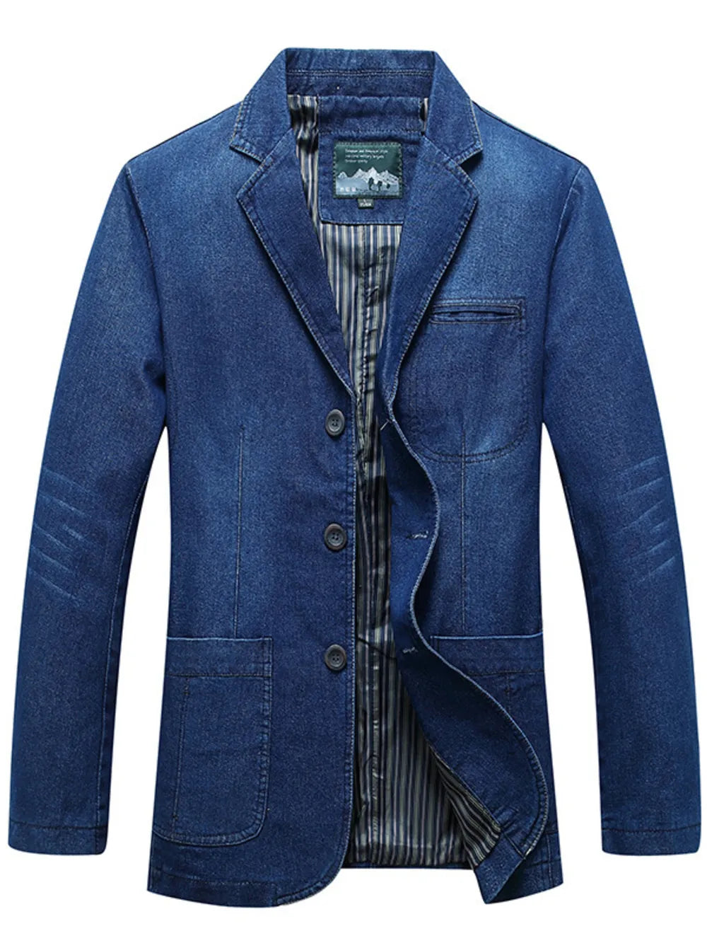 Men's Plus Size Button Up Denim Blazer in Medium