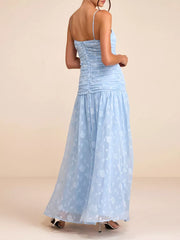 maxi dress in Blush Pink with floral and tiered