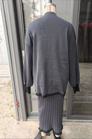 charcoal Sweater and Skirt Set with midi and pullover