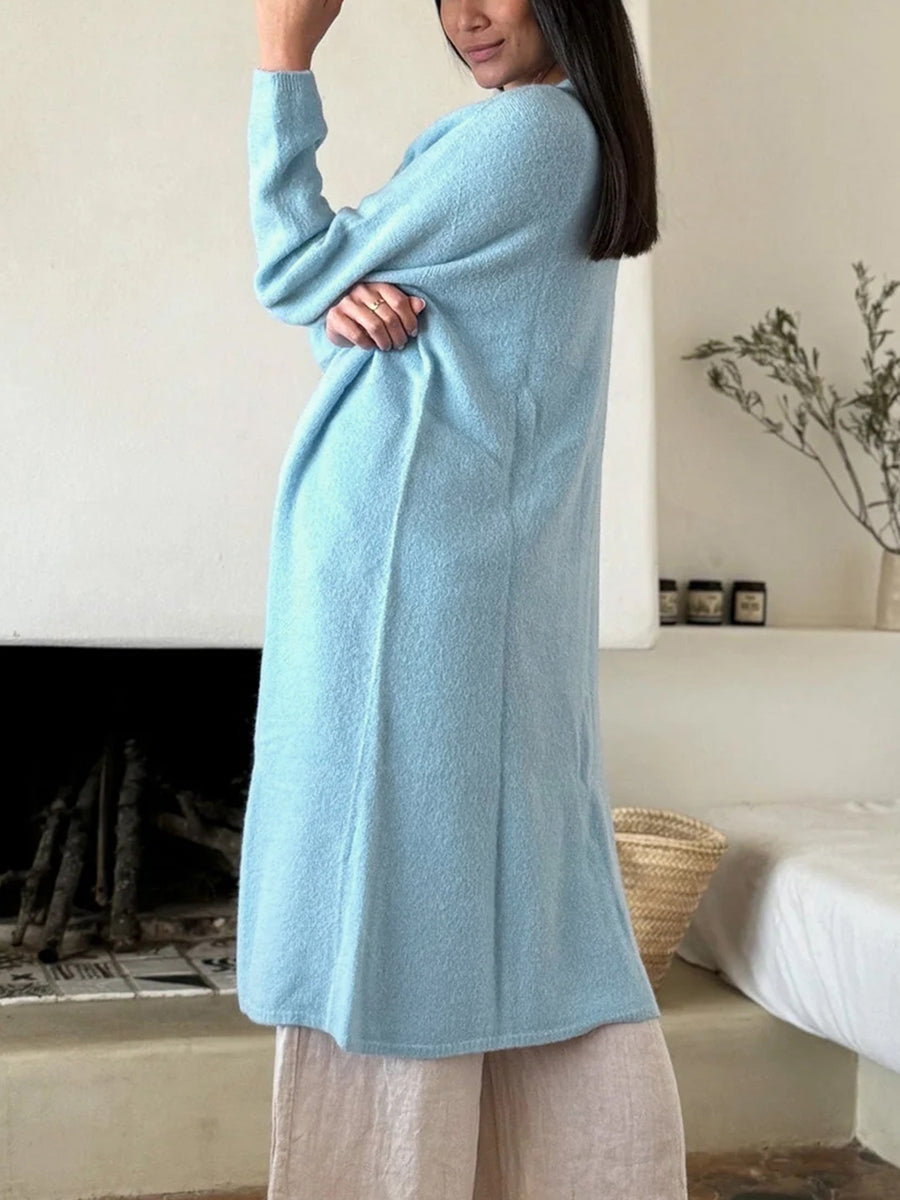 100% polyester Care instructions: Machine wash cold cardigan in Pastel Blue with relaxed silhouette