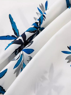 White with Men's Tropical Print Short Sleeve Shirt And Shorts Set