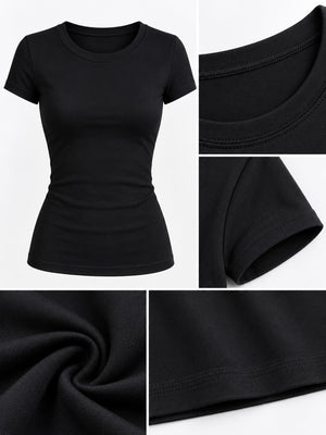 minimalist t-shirt in Apricot with crew neck