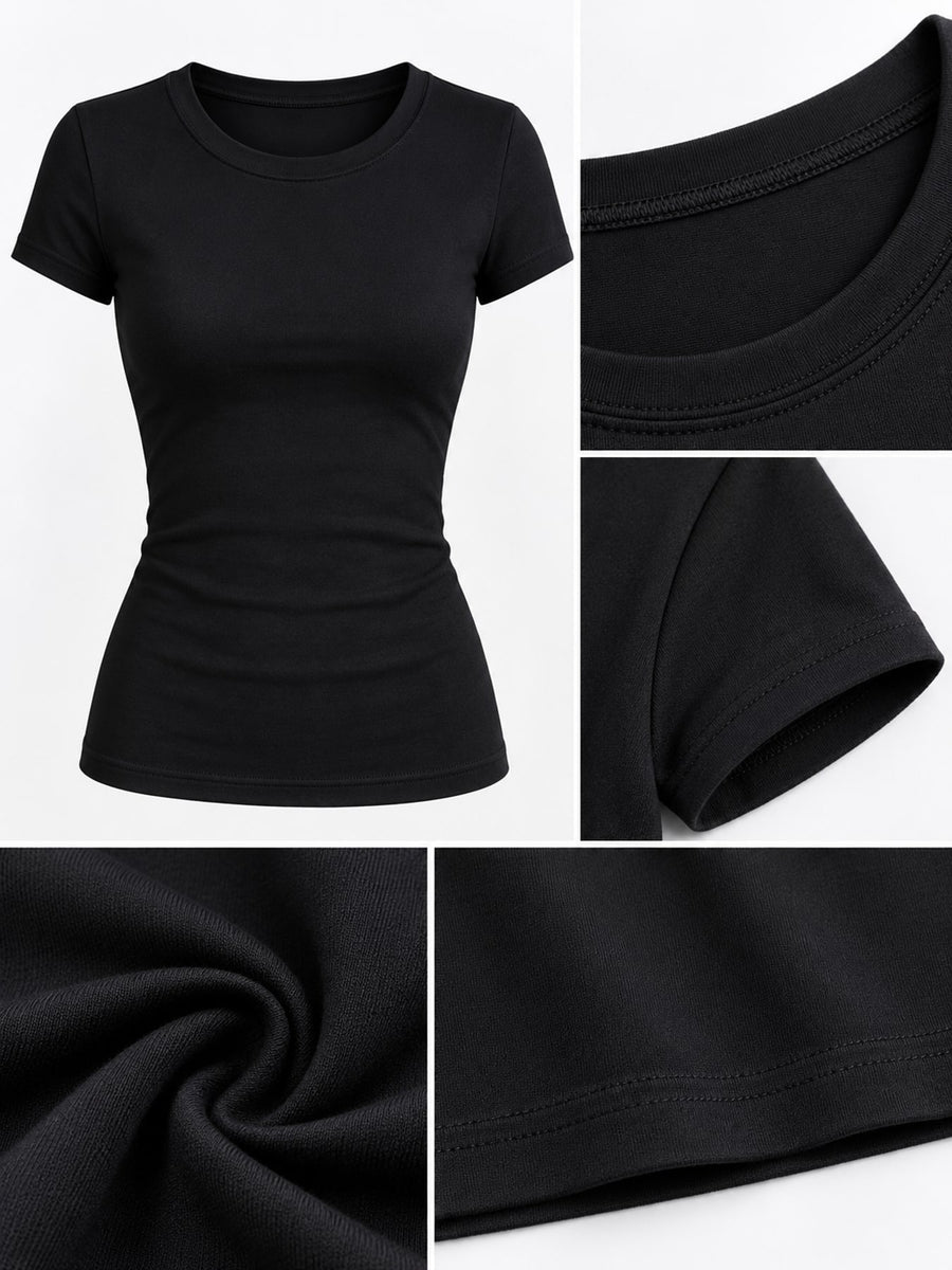 minimalist t-shirt in Apricot with crew neck