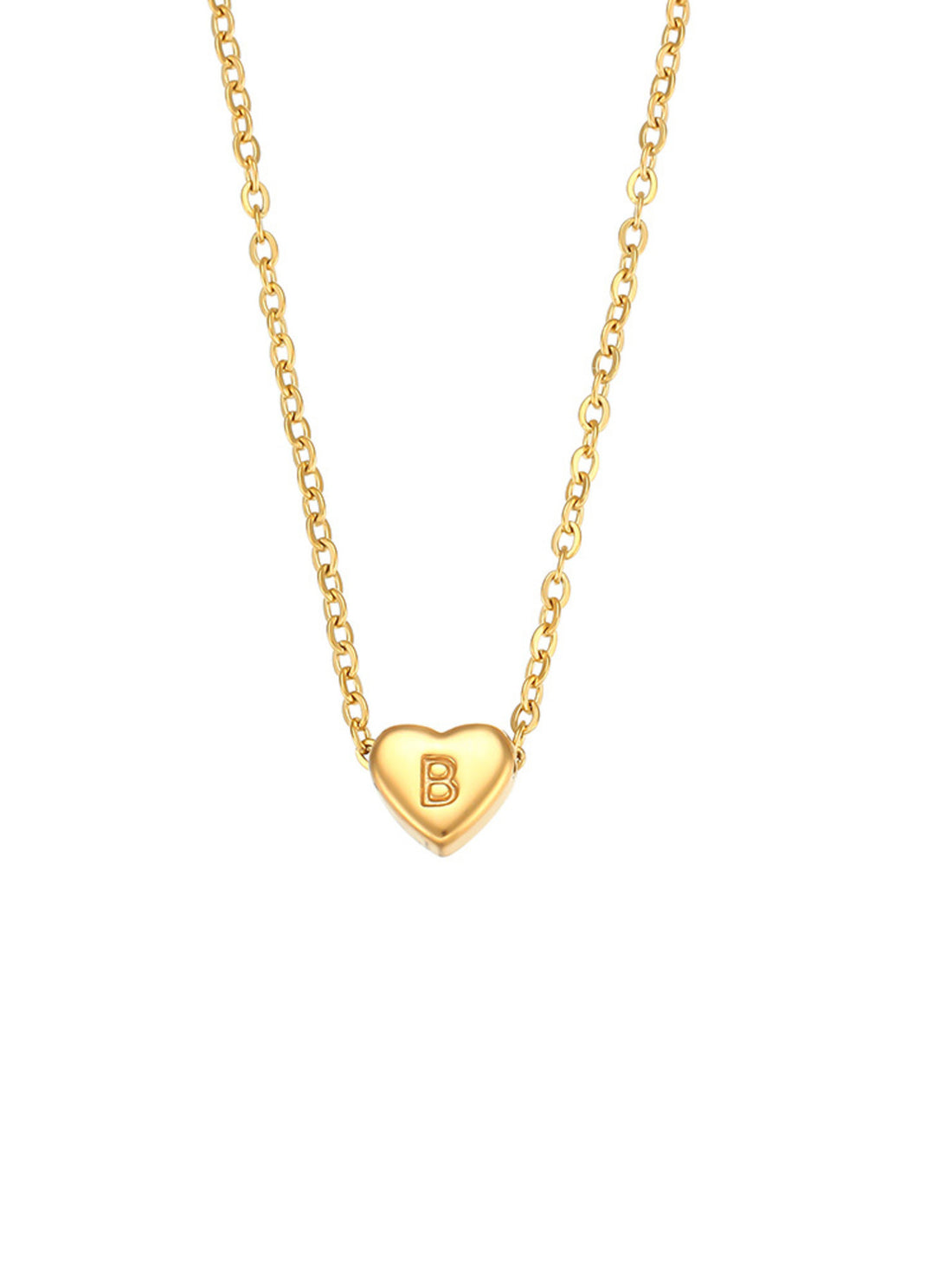18K Gold-Plated Letter Heart Necklace in Heart Letter S with heart charm
