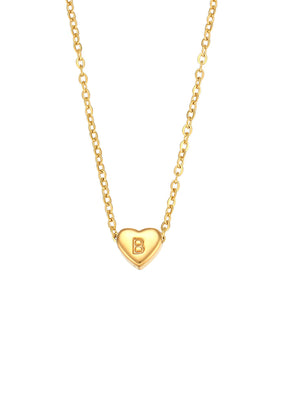 18K Gold-Plated Letter Heart Necklace in Heart Letter S with heart charm