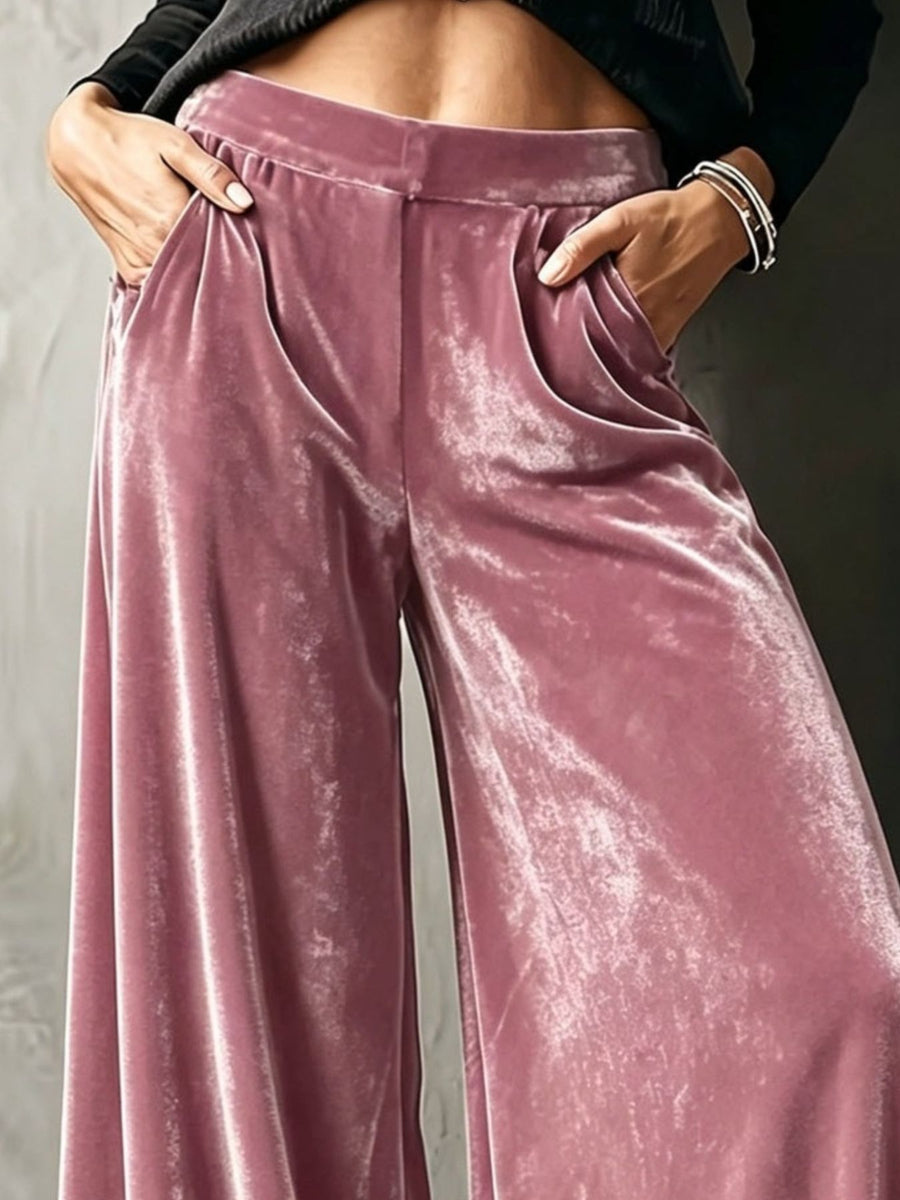 100% polyester Care instructions: Machine wash cold wide-leg pants in Black with flared silhouette