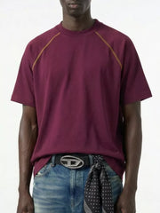 Burgundy Men S Round Neck Short Sleeve T-shirt