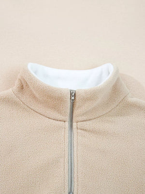 Fleece Colorblock Patchwork Zipped Neck Pullover option 8