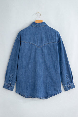 Dusty Blue relaxed western shirt with collared