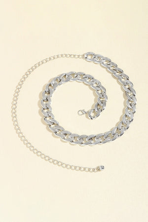 Silver chunky curb chain belt with adjustable extender chain