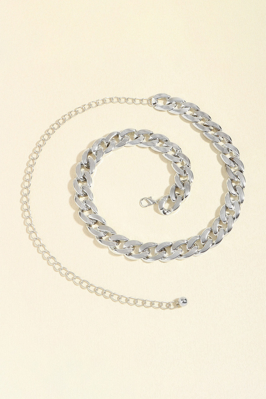 Silver chunky curb chain belt with adjustable extender chain
