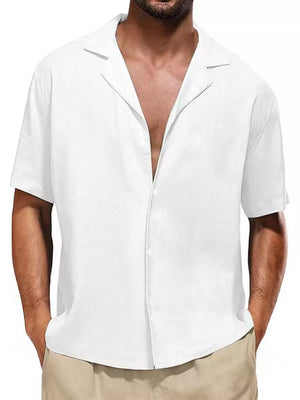 White Men's Casual Short-sleeve Shirt Plus Size
