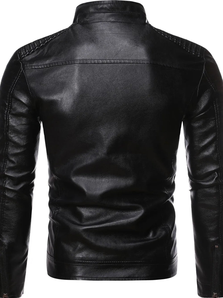 Coffee with Men's Plus Size Zip Up Motorcycle Jacket