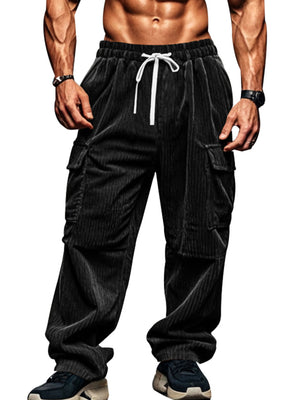 Navy Blue cargo pants with full-length and drawstring