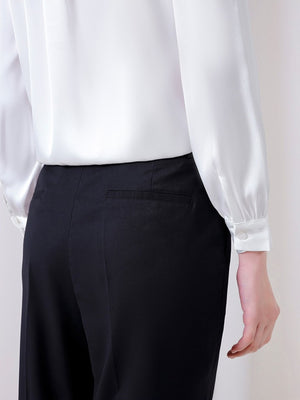 classic blouse in Dusty Blue-Long Sleeve with collared