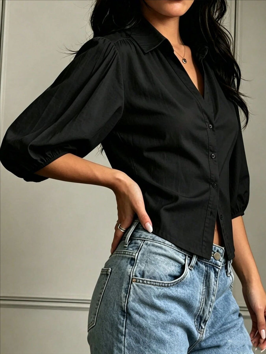 Pink relaxed button-down shirt with collared