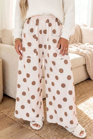 Polka Dot Wide Leg Elastic Waist Pants option 8