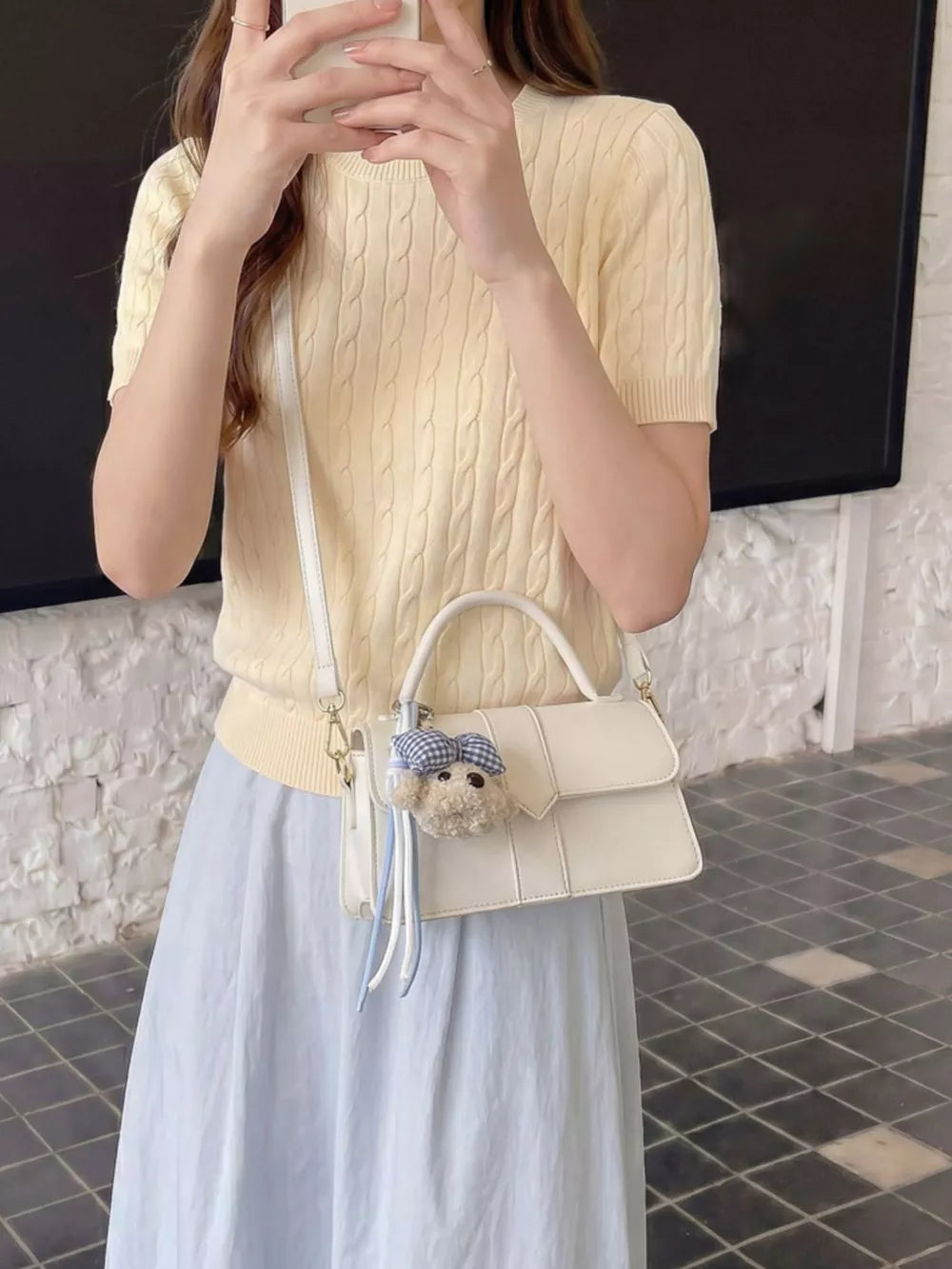 Yellow crossbody bag with medium and flap