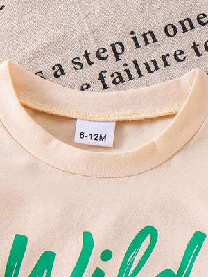 Green with Children S Graphic Round Neck Tee And Shorts