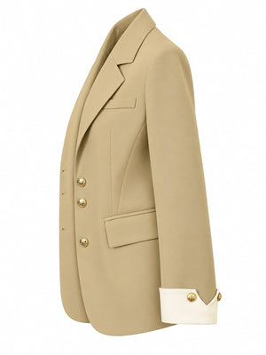 Polyester Care instructions: Dry clean only blazer in Khaki with regular silhouette