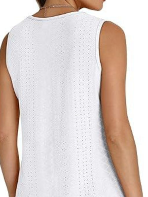 Light Blue Eyelet V-neck Sleeveless Tank