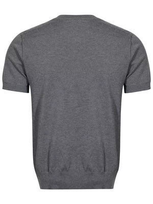 Men's Cable Knit Short Sleeve Top in Dark Gray