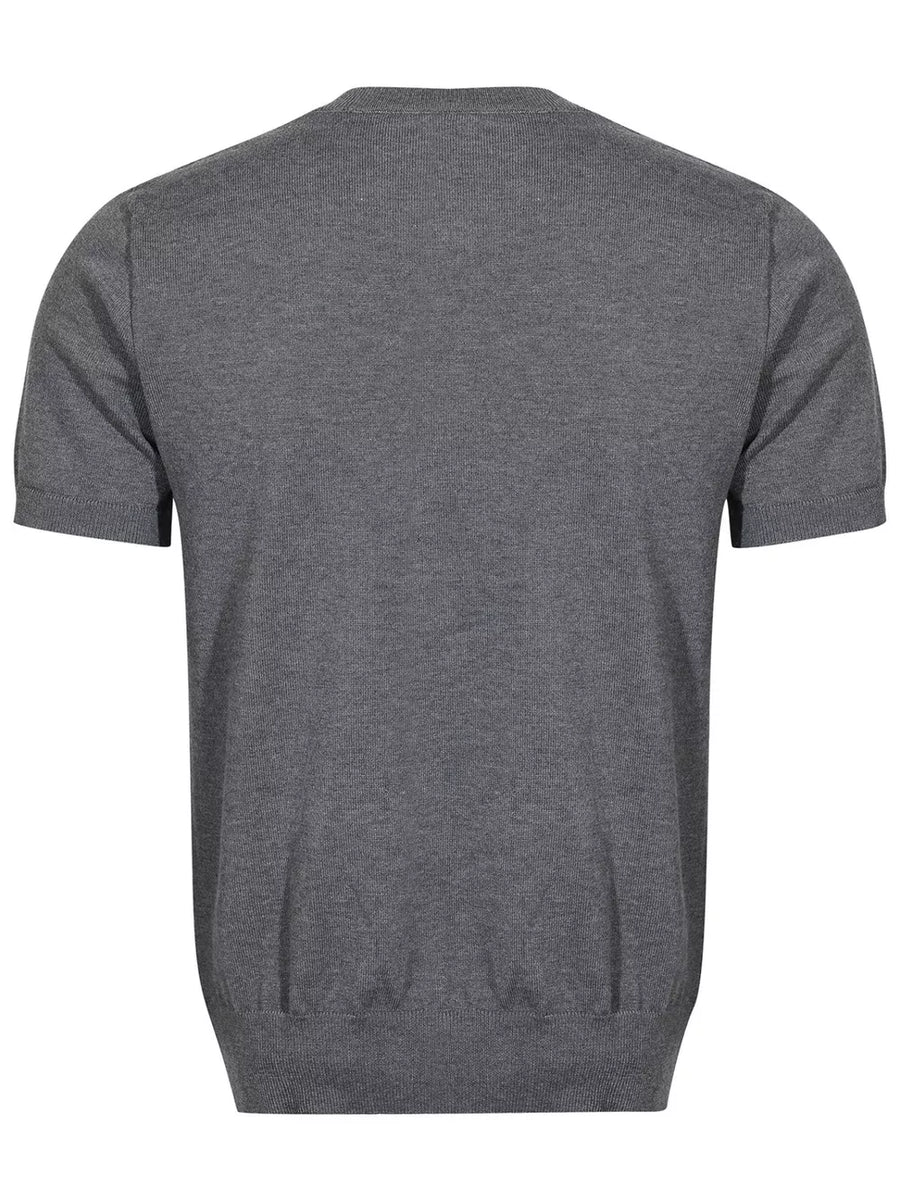 Men's Cable Knit Short Sleeve Top in Dark Gray