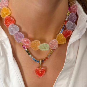 necklace in pink featuring layered design and chunky fit
