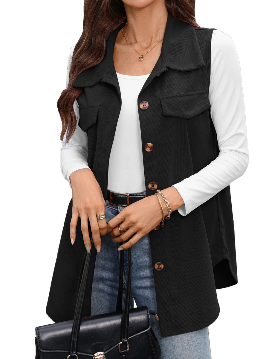 vest in Dusty Pink with buttoned and tunic-length