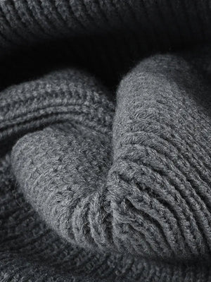 Gray ribbed knit beanie with embroidered bow detail